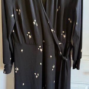 H&M Black Long Sleeve Dress with Floral Pattern NWT
